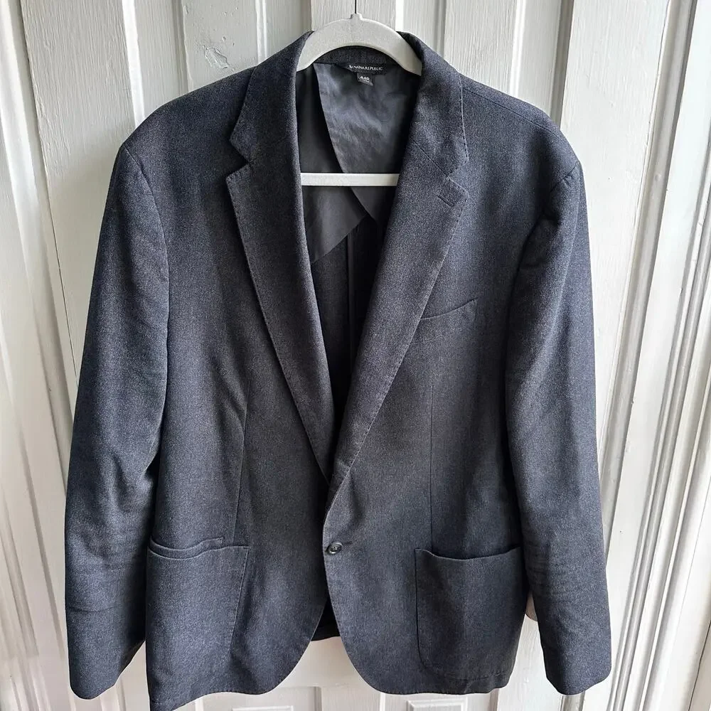 Banana Republic Slim Fit Blazer 44R Gray Cotton Sport Coat